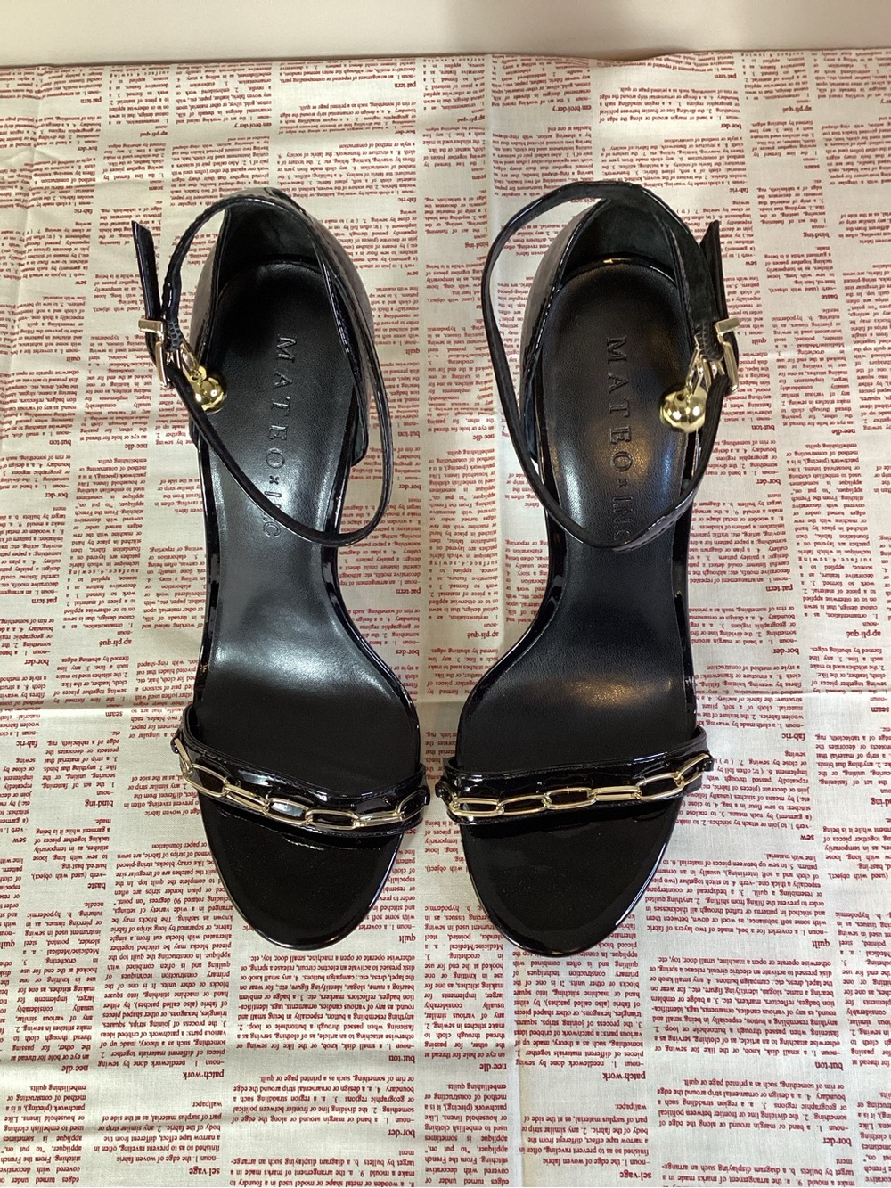 MATEO x I.N.C. Black Patent Leather Chain Heels NIB Size 10M - Picture 9 of 9